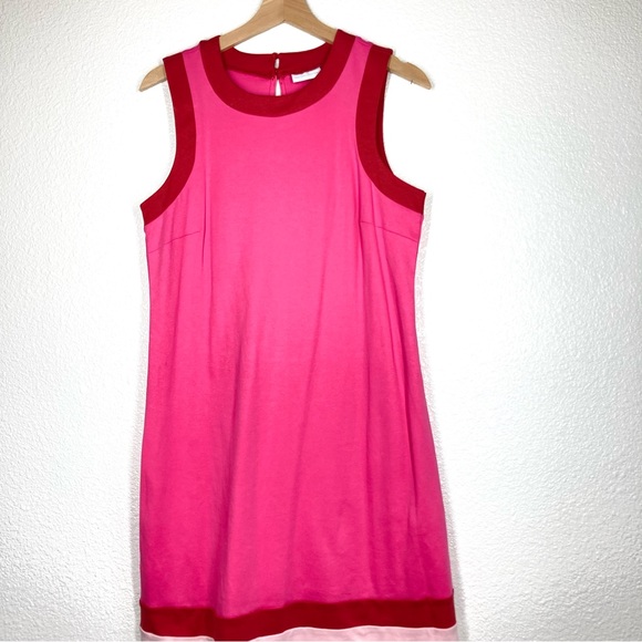 New York & Company Pink Red Dress Medium Sleeves Less Pull Over Cotton - Picture 4 of 15